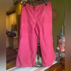 EUC JJill Red Linen Wide-Leg Pants